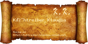 Kühtreiber Klaudia névjegykártya